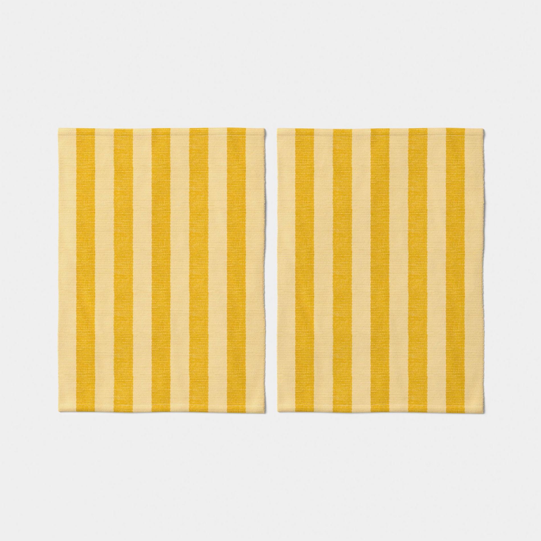 2pk Ribbed Placemat Yellow Striped - Room Essentials™