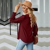 Women's Textured Square Neck Long Sleeve T-Shirt with Front Pleats - 4 of 4