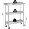 Nasitip Silver Stainless Steel Work Table with 3 Shelves and Optional Wheels, Commercial Prep Table for Kitchen, Garage, Restaurant - 3 of 4