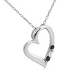 Pompeii3 Diamond & Blue Sapphire Heart Pendant 3-Stone 14K White Gold with 18" Chain - 2 of 4
