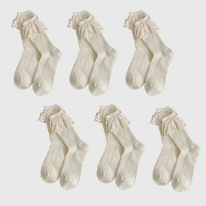 Alilang Women's Summer Ruffled Lace - Trim Ankle Socks 6Pk - 1 of 3