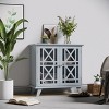 HOMCOM Wood Accent Sideboard Buffet Serveing Storage Cabinet with Fretwork Doors and Elevated Base, Gray - 3 of 4