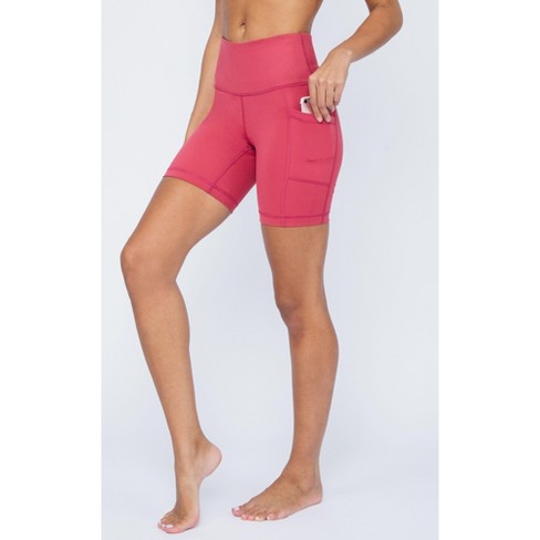 Yogalicious Womens Lux Polygiene Tribeca High Waist 7 Short with Side  Pockets - Earth Red - X Small