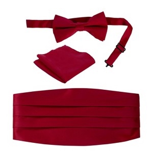 Gioberti Men's Adjustable Satin and Paisley Cummerbund Set - 1 of 2
