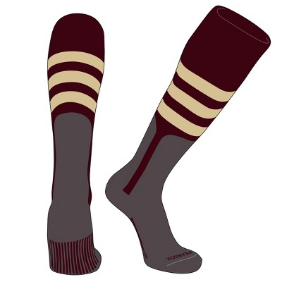 PEAR SOX OTC Baseball Softball Stirrup Socks (A, 9in) Maroon, Tan, Graphite