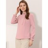 INSPIRE CHIC Women's Elegant Long Sleeve Ruffle Tie Neck Business Work Top - 2 of 4