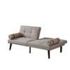 Convertible Sofa Bed Futon Linen Sleeper Couch with Adjustable Backrests Soild Wood Legs for Bedroom Living Room Grey - 4 of 4