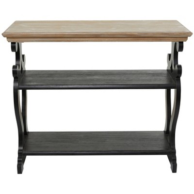 Farmhouse Wood Swirl Console Table Black - Olivia & May: Rustic Entryway, Sofa Stand, 2 Shelves