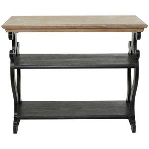 Farmhouse Wood Swirl Console Table Black - Olivia & May: Rustic Entryway, Sofa Stand, 2 Shelves - 1 of 4