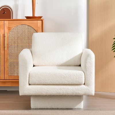 LOVMOR Modern 360 Degree Swivel Accent Chair, Upholstered Swivel Barrel Chair, Single Lounge Sofa Reading Armchair for Living Room, Bedroom, Office