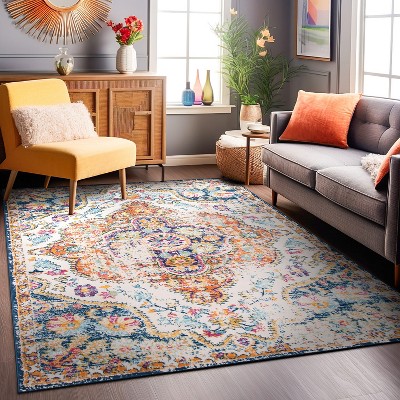 Multicolor Distressed Bohemian Synthetic Area Rug 7'10" x 10'