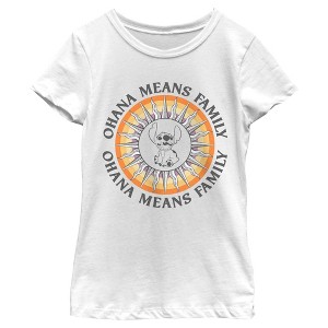 Girl's Lilo & Stitch Ohana Means Family Sun Stitch T-Shirt - 1 of 4