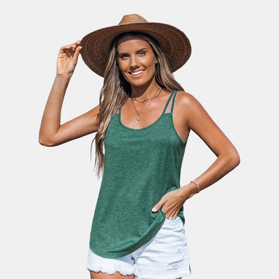 Women's Stylish Green Racerback Beach Tank Top - Cupshe