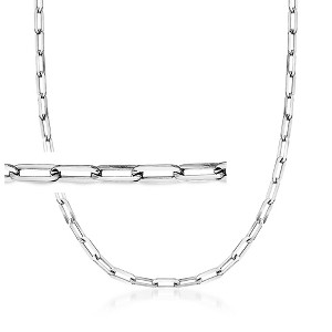 Ross-Simons Italian Polished Sterling Silver Paper Clip Link Necklace - 1 of 4