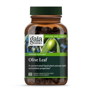 Gaia Herbs Olive Leaf - Immune System Supplement with Olive Leaf Extract & Oleuropein* - 120 Vegan Liquid Phyto-Caps (60-Day Supply) - 1 of 4
