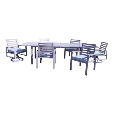 Courtyard Casual Cabo 7 pc Arm Chair Extension Dining Set - 87"/108"" Table