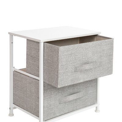 Gray and White Cast Iron Frame 2-Drawer Storage Stand