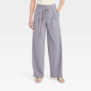 Women's High-rise Wrap Tie Wide Leg Trousers - A New Day™ Dark Gray 18 :  Target