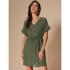 INSPIRE CHIC Women's Button Down A-Line Drawstring Waist Casual Dress - 4 of 4
