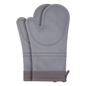 REGALWOVEN Heat Resistant Silicone Thick Cotton Lining Oven Mitts 13 x 7.5 Inch 2 Pcs - 1 of 4