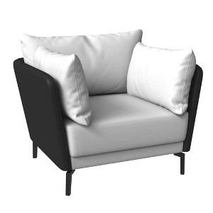LeisureMod Leather Accent Arm Chair With Steel Legs Luxify Collection - 1 of 4