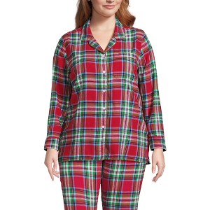 Lands' End Women's Long Sleeve Print Flannel Pajama Top - 1 of 3