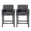 26" Upholstered Counter Stools Set of 2 with Armrests & Solid Wood Frame for Kitchen Island Dining Room-Baofuwish - 3 of 4