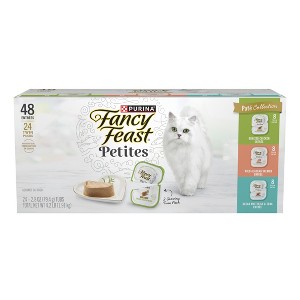 Fancy Feast Petites Pate Collection Gourmet Chicken, Salmon, Seafood and Fish Flavor Wet Cat Food Variety Pack - 2.8oz/24ct - 1 of 4