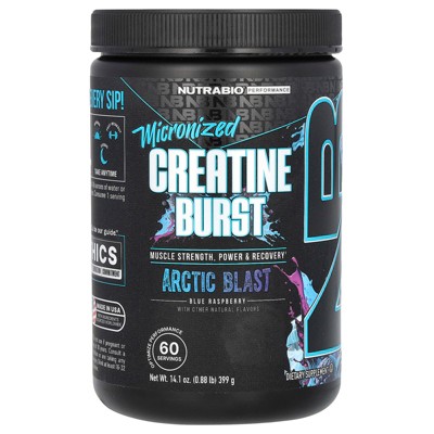 NutraBio Micronized Creatine Burst, Arctic Blast Blue Raspberry, 0.88 lb (399 g)
