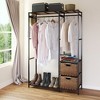 Lycvki Wood Garment Racks with Shelves and 2 Wicker Drawers and 4 Hooks - 2 of 4