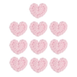 Unique Bargains Heart Shaped Crochet Applique Patches Pink 10pcs - 1 of 4