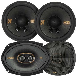 Kicker KSC69304 KS-Series 6x9" 3-Way Speaker 1" and .75" tweeter Bundled with KSC2704 2.75" Mid-range Speaker - 1 of 4