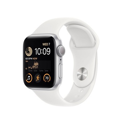 Apple Watch SE GPS 44mm Silver Aluminum Case with White Sport Band (2022,  2nd Generation) - M/L