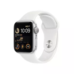 Apple Watch SE GPS 40mm Silver Aluminum Case with White Sport Band (2022, 2nd Generation) - M/L