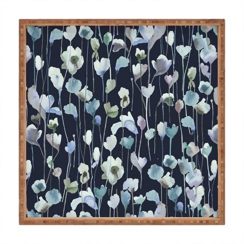 Ninola Design Watery Abstract Flowers Navy Rectangular Bamboo Tray - Deny Designs - image 1 of 2