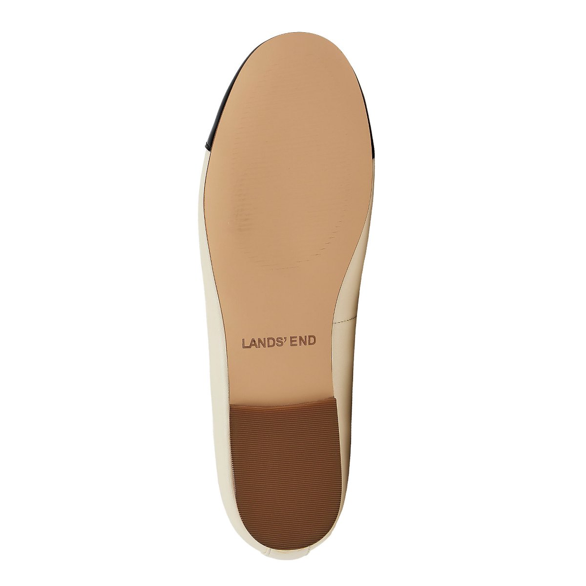 Женские кепки Lands' End Women's Essential Leather Toe Ballet Flats - 9 - Ivory/Black — фото 5