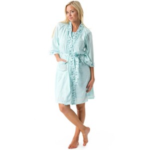 Casual Nights Women's 2 Piece Floral Robe and Gown Set - 1 of 4