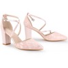 Perphy Women's Pointed Toe Criss Cross Straps Chunky Heel Lace Pumps - 2 of 4