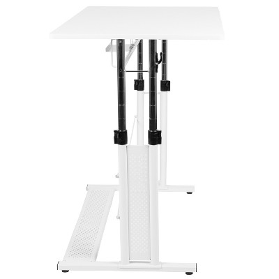White Adjustable Height Standing Desk with Keyboard Tray