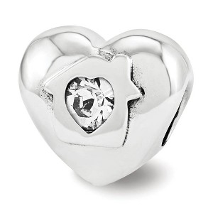 Black Bow Jewelry Sterling Silver Red Crystal Home Where Love Resides Heart Bead Charm - 1 of 4