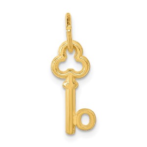 Black Bow Jewelry 14k Yellow Gold, Hannah Collection, Mini Initial O Shamrock Key Charm - 1 of 4
