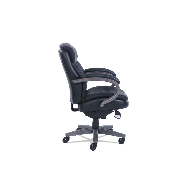 La-Z-Boy Woodbury Mid-Back Executive Chair, Supports Up to 300 lb, 18.75" to 21.75" Seat Height, Black Seat/Back, Weathered Gray Base, 3 of 7