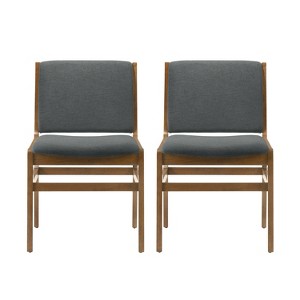 Christopher Knight Home Coston Upholstered Dining Chairs  (Set of 2), Dark Gray/Walnut - 1 of 4