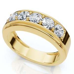 Pompeii3 Men's 1Ct TW Five Stone Diamond Wedding Ring 14k Gold or Platinum Lab Created - 1 of 3