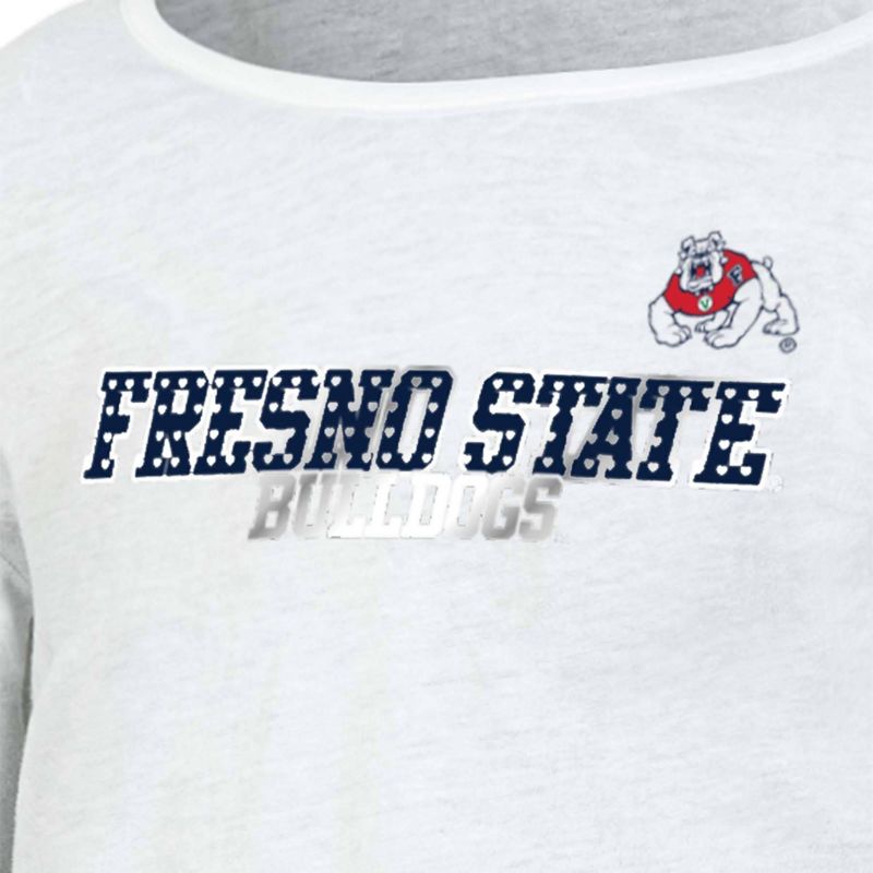 NCAA Fresno State Bulldogs Girls&#39; White Long Sleeve T-Shirt, 3 of 4