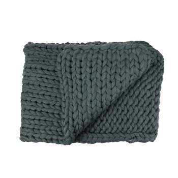 Northlight 50" x 60" Cable Knit Plush Throw Blanket - Gray