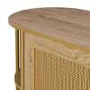 GlasFlength Decorative Storage Cabinets Elegant Curved Dining Cabinet with Woven Rattan Doors and Gold Trim for Dining Room, Beige, 47.2"*15.7"*31.1" - 3 of 4