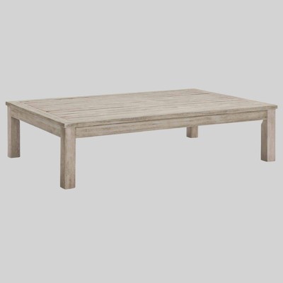 Wiscasset Outdoor Patio Acacia Wood Coffee Table - Light Gray - Modway