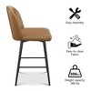 Vipbear 26" Height Swivel Counter Height Modern Bar Stools Set of 2 or 3,Cushion Barstools with Back、Footrest and Metal Frame,Gray/Brown/Black - 3 of 4