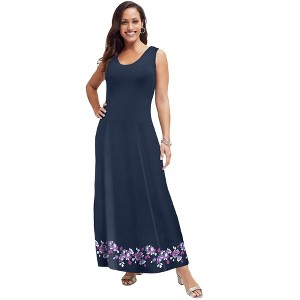 Jessica London Women's Plus Size Stretch Knit Tank Maxi Dress - 1 of 4